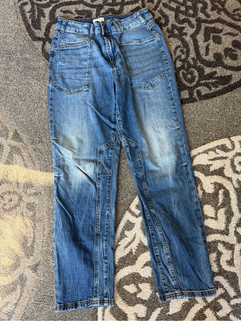 Pilcro Light Blue Denim Jeans with Tan Stitching